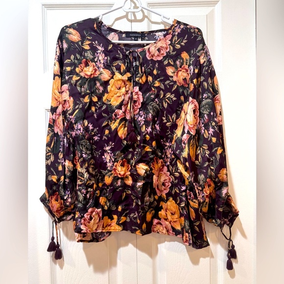 Olivaceous Floral Blouse - Purple and Orange. Size Medium. NWT. - Picture 1 of 11